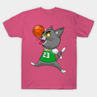 Basketball Cat grey T-Shirt